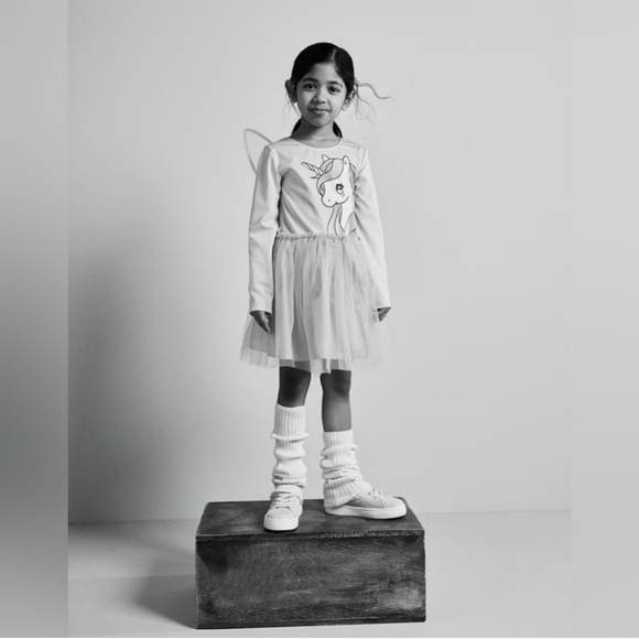 H&M Kids Girls Unicorn Costume Tulle Dress with Detachable Wings  Pink Tutu - Picture 5 of 9